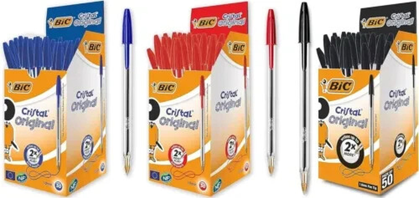 BIC Cristal Medium Ballpoint Pens 1.0MM Biro BLACK,BLUE,RED
