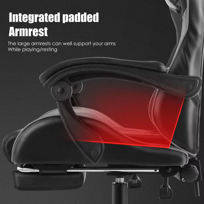 Gaming Chair Ergonomic Computer Chair Office Chair Desk Swivel Chair Adjustable Reclining Footrest Cushion,Massage Pillow